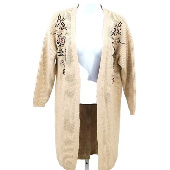 Lapis Long Chunky Knit Embroidered Cardigan - Picture 8 of 8